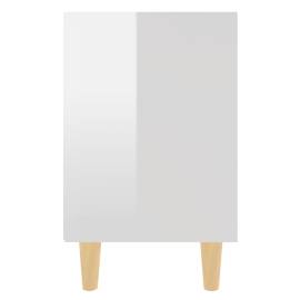Noptiere cu picioare lemn, 2 buc, alb extralucios, 40x30x50 cm, 6 image