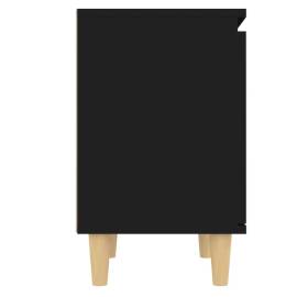 Noptieră cu picioare din lemn masiv, negru, 40x30x50 cm, 7 image