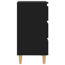 Noptieră cu picioare lemn masiv, negru, 40x35x69 cm, 6 image