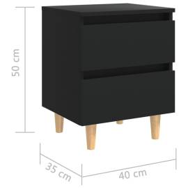 Noptieră cu picioare lemn masiv pin, negru, 40x35x50 cm, 7 image