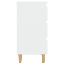 Noptiere cu picioare lemn masiv, 2 buc., alb, 40x35x69 cm, 7 image