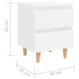 Noptiere cu picioare lemn masiv pin, 2 buc., alb, 40x35x50 cm, 8 image