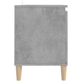 Comodă tv, picioare lemn masiv, gri beton, 103,5x35x50 cm, 6 image