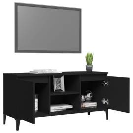 Comodă tv cu picioare metalice, negru, 103,5x35x50 cm, 4 image