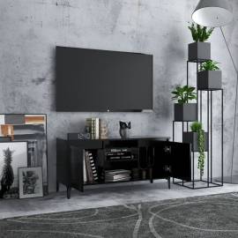 Comodă tv cu picioare metalice, negru, 103,5x35x50 cm, 3 image