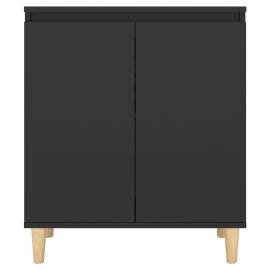 Servantă cu picioare din lemn masiv, negru, 60x35x70 cm, pal, 5 image