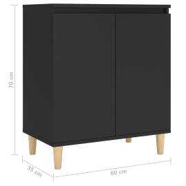 Servantă cu picioare din lemn masiv, negru, 60x35x70 cm, pal, 8 image