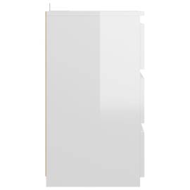 Noptiere, 2 buc., alb extralucios, 40x35x62,5 cm, pal, 6 image