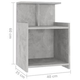 Noptiere, 2 buc., gri beton, 40x35x60 cm, pal, 7 image