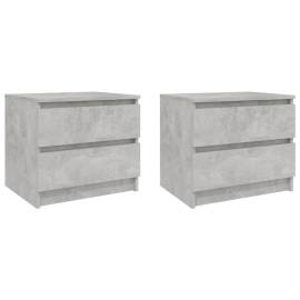 Noptiere, 2 buc., gri beton, 50x39x43,5 cm, pal