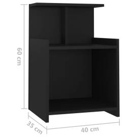 Noptiere, 2 buc., negru, 40x35x60 cm, pal, 7 image