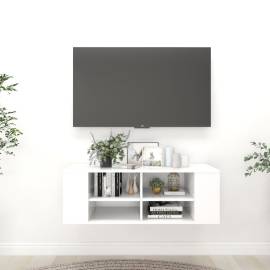 Dulap tv montat pe perete, alb, 102x35x35 cm, pal