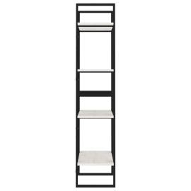 Bibliotecă cu 4 rafturi, alb, 60x30x140 cm, lemn masiv de pin, 7 image