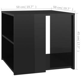 Masă laterală, negru extralucios, 50x50x45 cm, pal, 6 image