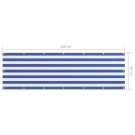 Paravan de balcon, alb și albastru, 90x300 cm, țesătură oxford, 5 image