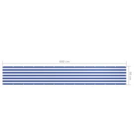 Paravan de balcon, alb și albastru, 90x600 cm, țesătură oxford, 5 image