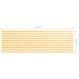 Paravan de balcon, alb și galben, 120 x 400 cm, țesătură oxford, 5 image