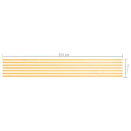 Paravan de balcon, alb și galben, 75 x 500 cm, țesătură oxford, 5 image