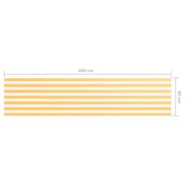 Paravan de balcon, alb și galben, 90 x 400 cm, țesătură oxford, 5 image