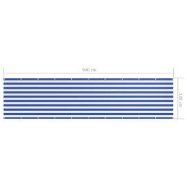 Paravan de balcon, alb/albastru, 120 x 500 cm, țesătură oxford, 5 image