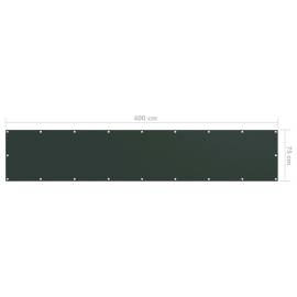 Paravan de balcon, verde închis, 75x400 cm, țesătură oxford, 5 image