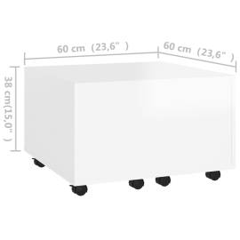 Măsuță de cafea, alb, 60x60x38 cm ,pal, 8 image