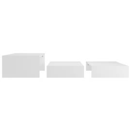 Set de măsuțe de cafea suprapuse, alb, 100x100x26,5 cm, pal, 7 image