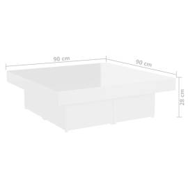 Măsuță de cafea, alb extralucios, 90x90x28 cm, pal, 7 image