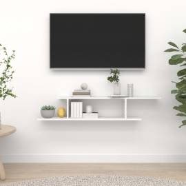 Raft tv cu montaj pe perete, alb, 125x18x23 cm, pal