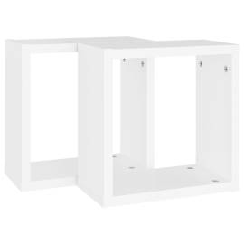 Rafturi de perete cub, 2 buc., alb, 30x15x30 cm, 5 image
