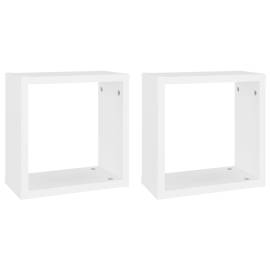 Rafturi de perete cub, 2 buc., alb, 30x15x30 cm, 2 image