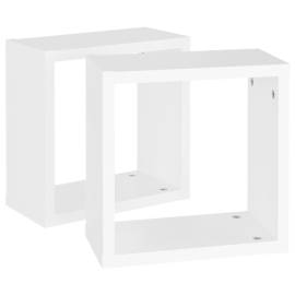 Rafturi de perete cub, 2 buc., alb, 30x15x30 cm, 6 image