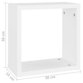 Rafturi de perete cub, 2 buc., alb, 30x15x30 cm, 11 image