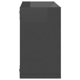 Raft de perete cub, 6 buc., gri extralucios, 26x15x26 cm, pal, 9 image