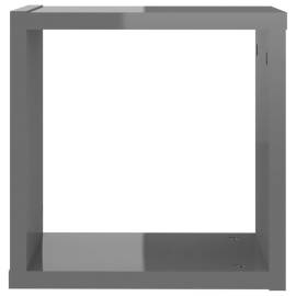 Raft de perete cub, 6 buc., gri extralucios, 30x15x30 cm, pal, 8 image