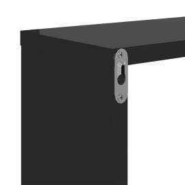 Raft de perete cub, 6 piese, negru extralucios, 22x15x22 cm pal, 10 image