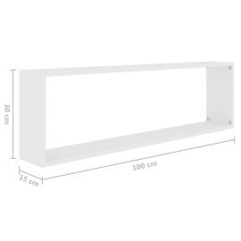 Rafturi de perete cub, 2 buc., alb, 100x15x30 cm, pal, 9 image
