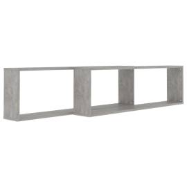 Rafturi de perete cub, 2 buc., gri beton, 100x15x30 cm, pal, 4 image