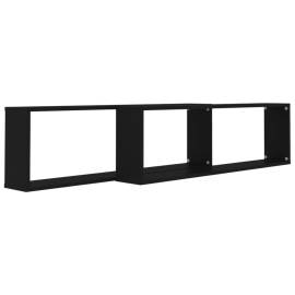 Rafturi de perete cub, 2 buc., negru, 100x15x30 cm, pal, 4 image