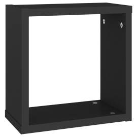 Rafturi de perete cub, 2 buc., negru, 30x15x30 cm, 7 image