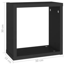 Rafturi de perete cub, 2 buc., negru, 30x15x30 cm, 11 image