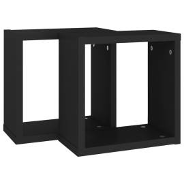 Rafturi de perete cub, 2 buc., negru, 30x15x30 cm, 5 image