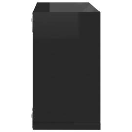 Rafturi de perete cub, 2 buc., negru extralucios, 26x15x26 cm, 9 image