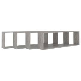 Rafturi de perete cub, 4 buc., gri beton, 100x15x30 cm, pal, 4 image