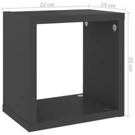 Rafturi de perete cub, 6 buc., gri, 22x15x22 cm, 11 image
