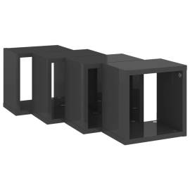 Rafturi de perete cub 4 buc. gri extralucios 22x15x22 cm pal, 5 image