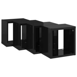 Rafturi de perete cub 4 piese negru extralucios 22x15x22 cm pal, 5 image