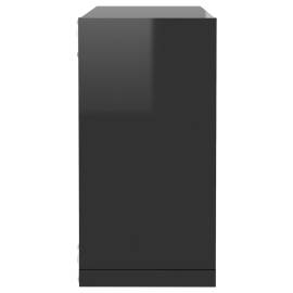 Rafturi de perete cub 4 piese negru extralucios 30x15x30 cm, 9 image