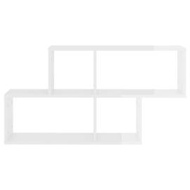Raft de perete, alb extralucios, 100x18x53 cm, pal, 4 image
