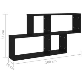 Raft de perete, negru, 100x18x53 cm, pal, 6 image
